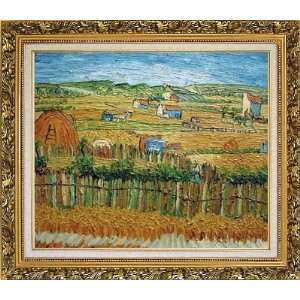 Harvest At La Crau With Montmajour, Van Gogh Oil Painting, with Ornate 