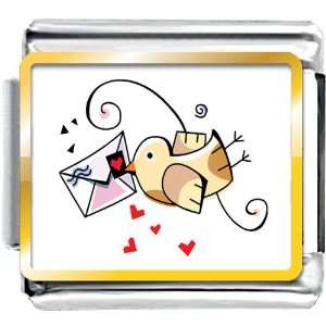  Cute Bird Send Love Letter Photo Charm Italian Pugster 