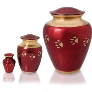  Red Brass Paw Print Pet Cremation Urn: Pet Supplies
