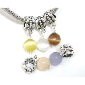  Cats Eye Glass Dangle Beads Charms 