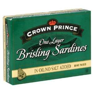 Crown Prince One Layer Brisling Sardines in Oil, No Salt Added, 3.75 