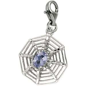 Rembrandt Charms Spiderweb Charm with Lobster Clasp, Sterling Silver