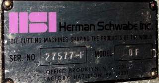 18 Ton Herman Schwabe DF CLICKER DIE CUTTING PRESS, 115v / 230v Single 
