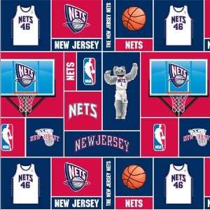   New Jersey Nets Blocks Fabric By The Yard Arts, Crafts & Sewing