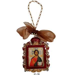  Enamel Christ Icon Framed Pendant, Orthodox Authentic 