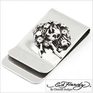    Ed Hardy Ghost Stainless Steel Money Clip Ed Hardy Jewelry