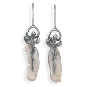  Baroque Cultured Freshwater Pearl Earrings 925 Sterling 