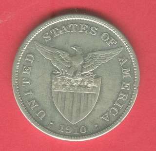 US PHILIPPINES ONE PESO 1910 S #76 GETTING SCARCE  