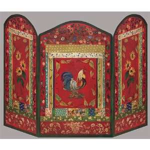  Rooster Hand Painted Fireplace Screen: Kitchen & Dining