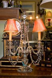 Fabulous Czech (Marked) Crystal Candelabra with Shades  