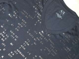 Armani Exchange Ladies Type V Neck T shirt Black NWT  