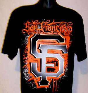 SF San Francisco GIANTS Graffiti T Shirt Black XL 2XL  