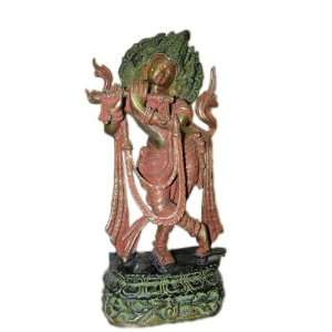   Flute Brass Sculpture Hindu God Colorful Statue 22 Home & Kitchen