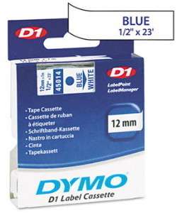 Dymo 45014 D1 Label Printer Tape 1/2 Blue on White  