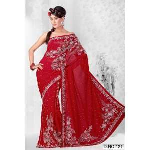  Designer georgette hand embroidered saree adorned with 
