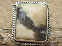 DALIS SOUTHWESTERN STERLING SILVER PLUME AGATE RING 9  
