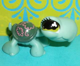   Pet Shop~#793 GREEN TURTLE PINK FLOWER SHELL Puzzle Pet~S155 RARE LPS