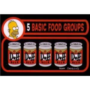  Simpsons 5 Basic Food Groups Duff Magnet SM915: Kitchen 