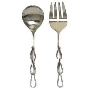  Decorative Salad Server Set With Stainless Steel Link 