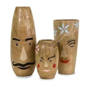  Alvaro Family Carved Wood Vases (Set of 3)