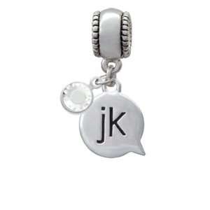 jk   Just Kidding   Text Chat Charm European Charm Bead Hanger with 