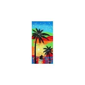  Palm Trees with Boat Beach Towel