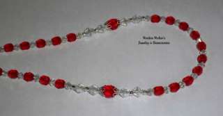 Catholic Rosary Bead Necklace ~ Czech Red Beads  