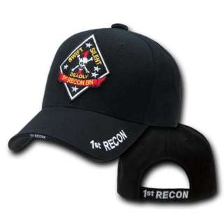 Black Marine Recon US Marines Corps USMC 1st First Baseball Cap Hat 