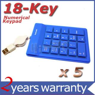 USB Laptop Mini Numeric 18 Keys Retractable KeyPad Blue  