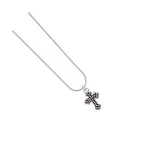   Cross with Beaded Decoration Snake Chain Charm Necklace Arts, Crafts
