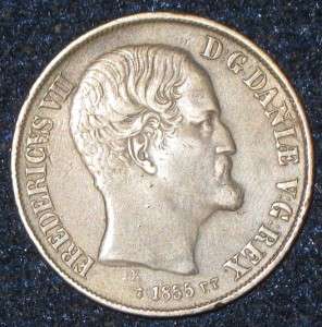 1855 One (1) Denmark Danish Rigsdaler Silver Coin KM# 760  