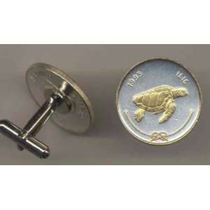   Toned Gold on Silver Maldives Is. Turtle, Coin Cufflinks Beauty