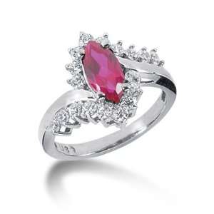  1.7 Ct Diamond Ruby Ring Engagement Marquise Cut Bezel 