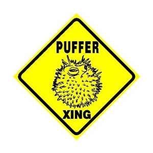 PUFFER CROSSING sign * street blow fish