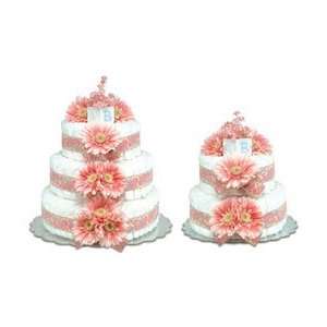  Bloomers Pink Daisies With Paisley Diaper Cake  3 Tier 