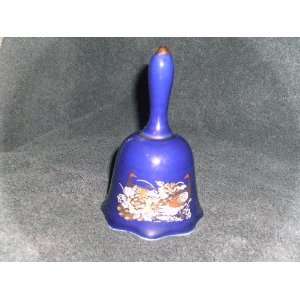   Royal Blue with Inlaid Gold Pheasants Dinner Bell 13 