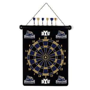 BRIGHAM YOUNG BYU COUGARS Magnetic DART BOARD SET with 6 Darts (15 