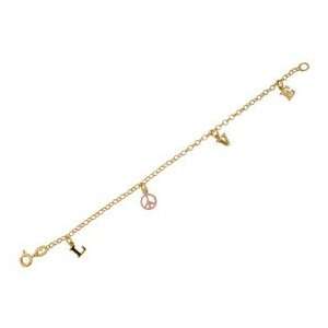  18K Yellow Gold Pink enamel LOVE Bracelet Jewelry