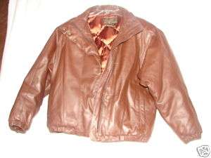 Eddie Bauer Leather Jacket Coat ~ Goose Down Lining  