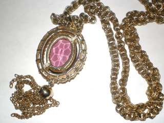 Vintage AVON Purple Amethyst STONE Pendant Necklace  