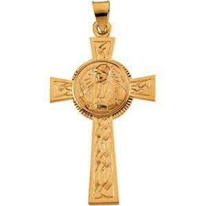  14K Yellow Gold Pope John Paul Ii Cross Pendant Jewelry