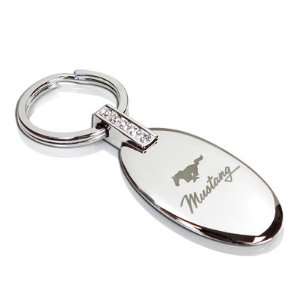 Ford Mustang Chrome Oval Crystal Key Chain Automotive