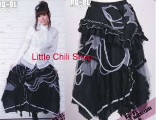 GOTHIC TREND* Nana Kera Shop PUNK Lolita LONG FRAG SKIRT 21030 Black 