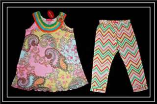 Baby Nay ~ Crocheted Paisly Floral Dress Zig Zag Capri Legging Pants 