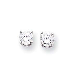  14k White Gold Round Stud Earring Mountings: Jewelry