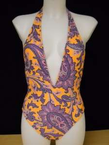 NWT MILLY NY Purple Paisley One Piece Swimsuit M $194  