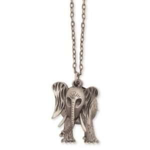 ZAD Fun 3 Piece Antiqued Elephant Charm Necklace Silver Chain   Turn 
