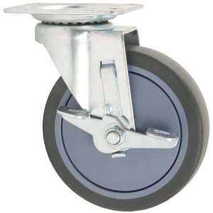 Waxman 4031555T 5 Inch Rubber Plate Caster with Swivel, Grey Tire and 