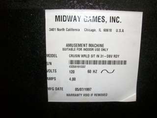 Midway Cruisn World deluxe 31 racing arcade game  