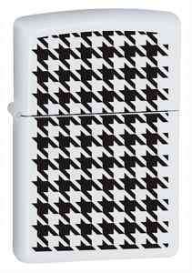 Zippo Hounds Tooth White Matte Finish Lighter, Low Ship, 24888 